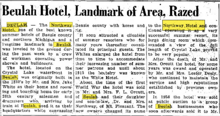 Northway Hotel (Northway Inn) - Aug 1966 - Razed